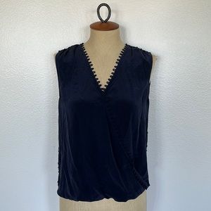 L’agence Sheer Silk V-Neck Criss Cross Blouse